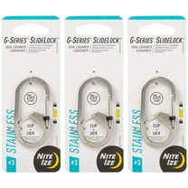 Nite Ize G-Series SlideLock Dual Chamber Carabiner - Key Holder & Organizer with SlideLock - Heavy-Duty Carabiner Clip for Car Keys, Keychain Accessories & More - Size 3, Stainless Steel (3 Pack)