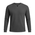 thumbnail image 4 of KHONTS Men's Waffle Thermal Long Sleeve Shirts V Neck Lightweight Tops Casual Pullover Undershirts Black L, 4 of 4