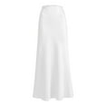 thumbnail image 4 of HJYCHN Women Elegant Silk Satin Maxi Skirt Spring Summer Season Skirt with High-Waist for Party Wedding Flowy Design White S, 4 of 4