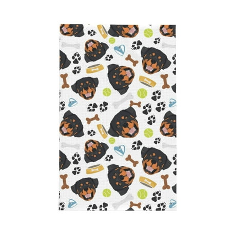 

Absorbent Kitchen Towels Cool Rottweiler Quick Drying Dish Towels for Kitchen Drying Soft Hand Towels with Lanyard for Kitchen Decor