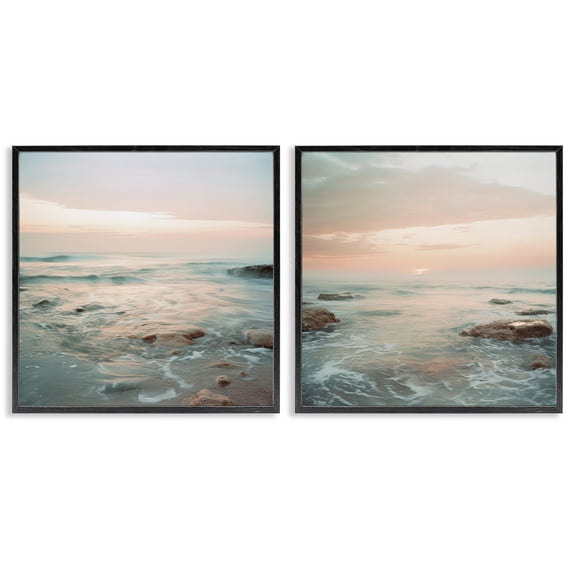 Stupell Industries Coastal Sea Melodies 2 Piece Black Framed Giclee Art Set design by Lazar Studio, 12 x 12