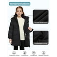 thumbnail image 3 of Wantdo Girl's Winter Coat Padded Winter Jacket Windproof Winter Parka Jacket with Hood Black 10/12, 3 of 9