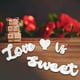 thumbnail image 1 of Love IS Sweet and Heart-letrero de madera para fotos, accesorios románticos para mesa de boda, centro de mesa para decoración de pasteles y postres, Blanco Macarena Signo de boda, 1 of 8