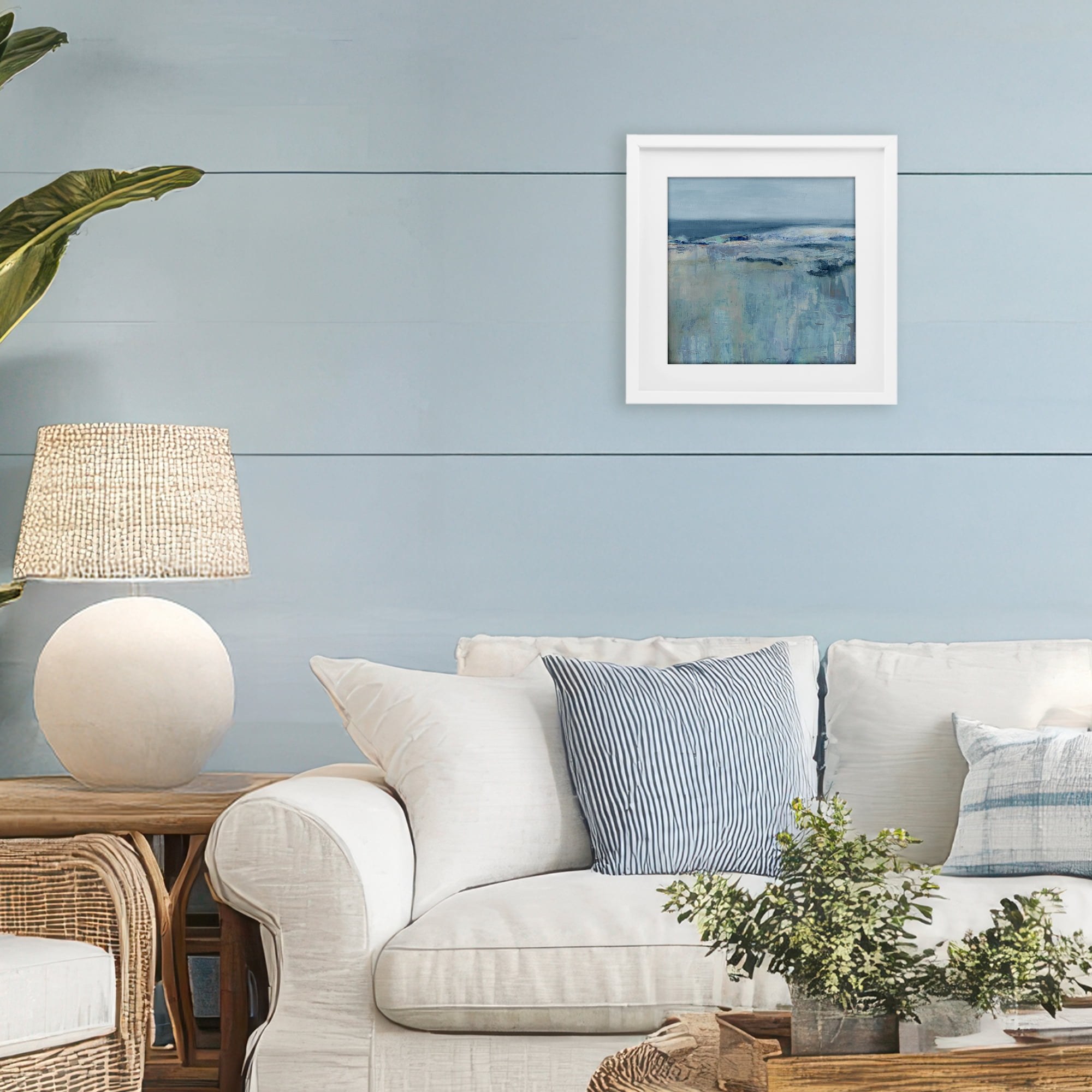 Stupell Industries Serene Abstract Pastel Seascape White Framed Print Under Glass, design by Carol Robinson