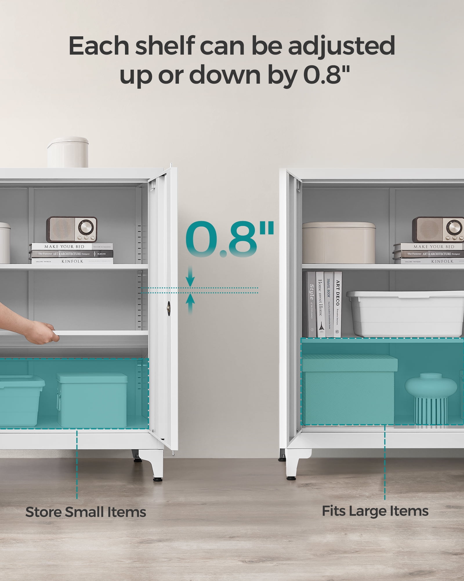 SONGMICS Garage Cabinet, Metal Storage Cabinet with Doors and Shelves, Office Cabinet for Home Office, Garage and Utility Room