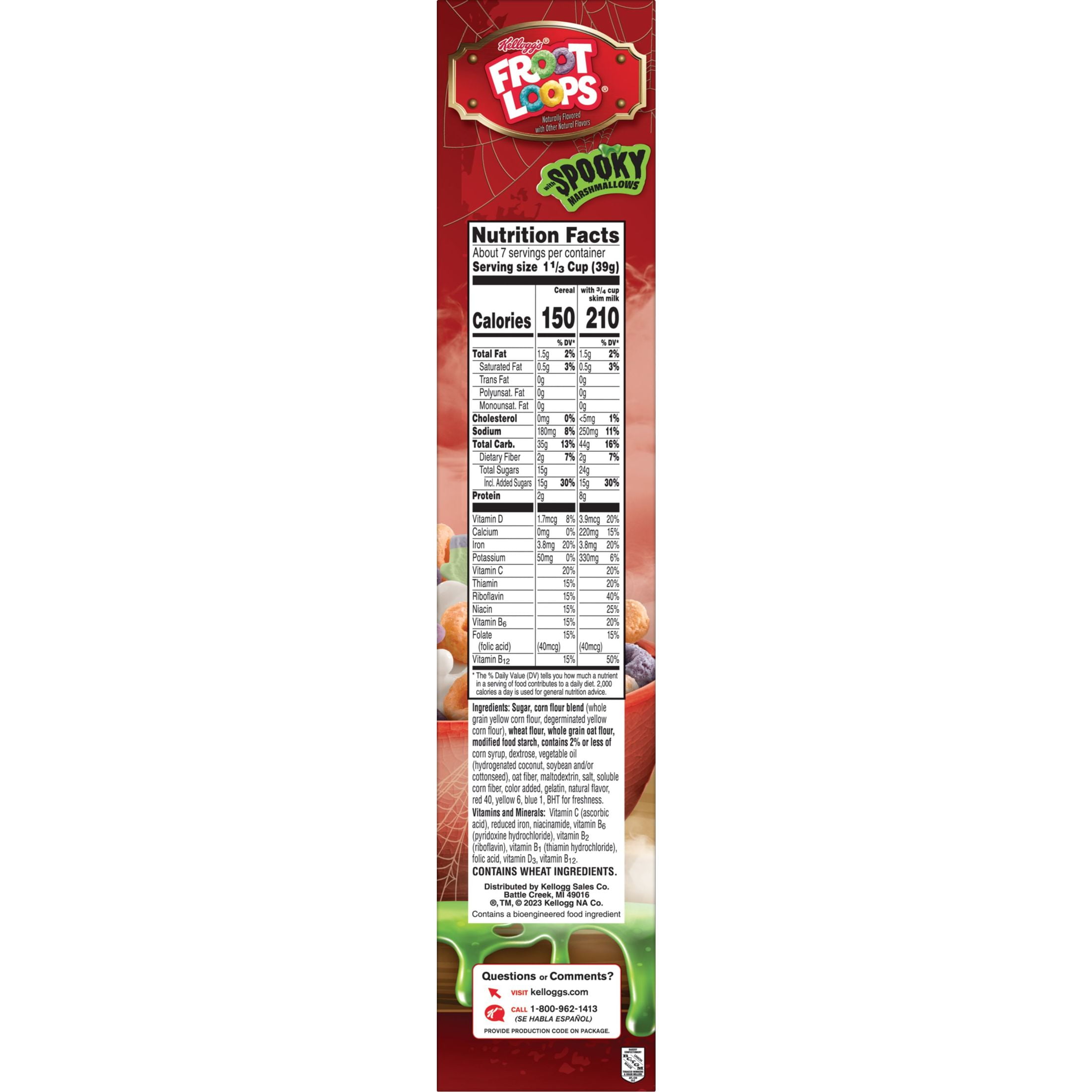  (Discontinued Version) Kellogg's Froot Loops Breakfast Cereal  with Fruity Shaped Marshmallows, Low Fat, 12.6 oz Box(Pack of 4): Cold  Breakfast Cereals