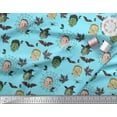 thumbnail image 2 of Soimoi Blue Silk Fabric Bat & Ghost Face Halloween Print Fabric by the Yard 42 Inch Wide, 2 of 3