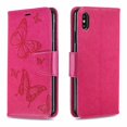 thumbnail image 3 of Allytech iPhone XS Max Case (6.5"), Slim Fit PU Leather Folio Butterfly Embossed Shockproof Wrist Hand Strap Flip Cards Holder Wallet Case TPU Back Cover for Apple iPhone XS Max, Red, 3 of 8