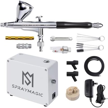 Airbrush Kit with Air Compressor, Dual-Action Air Brush Gun Painting Set, Gravity Feed Airbrush Spray Gun Kit for Nails, Model Cars, Tattoo, Art Gifts$$Art & Craft