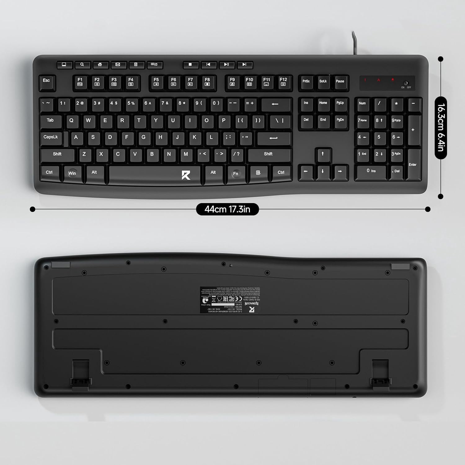 REDRAGON Keyboard Wired USB Full Size 114 Keys with Numeric Keypad Multimedia Shortcuts,Wired Computer Keyboard,Quiet Silent Keystroke for Home Office, Work or Personal Computer