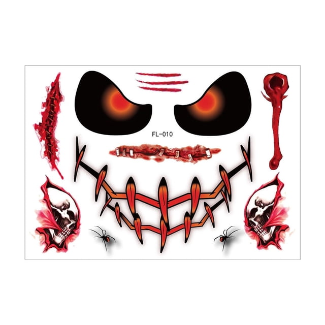 Autocollants de Design de Fête de Maquillage Visage Effrayant d'Halloween