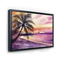 thumbnail image 3 of Designart 'Purple and Pink Palm Beach Sunset' Nautical & Coastal Framed Canvas Wall Art Print, 3 of 5