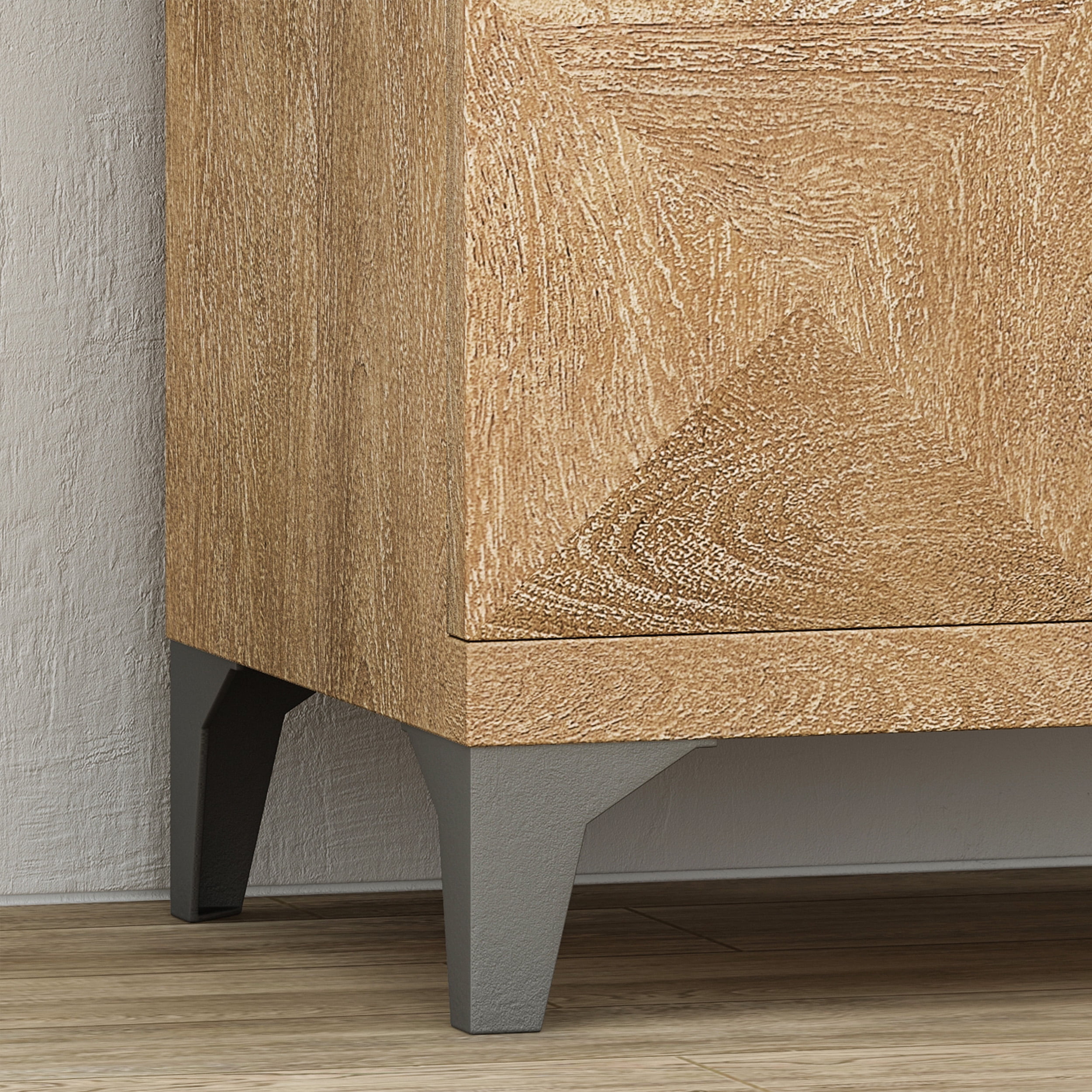 Noble House Scotlyn Handcrafted Boho Mango Wood Cabinet, Sandblasted Oak and Gray Antique