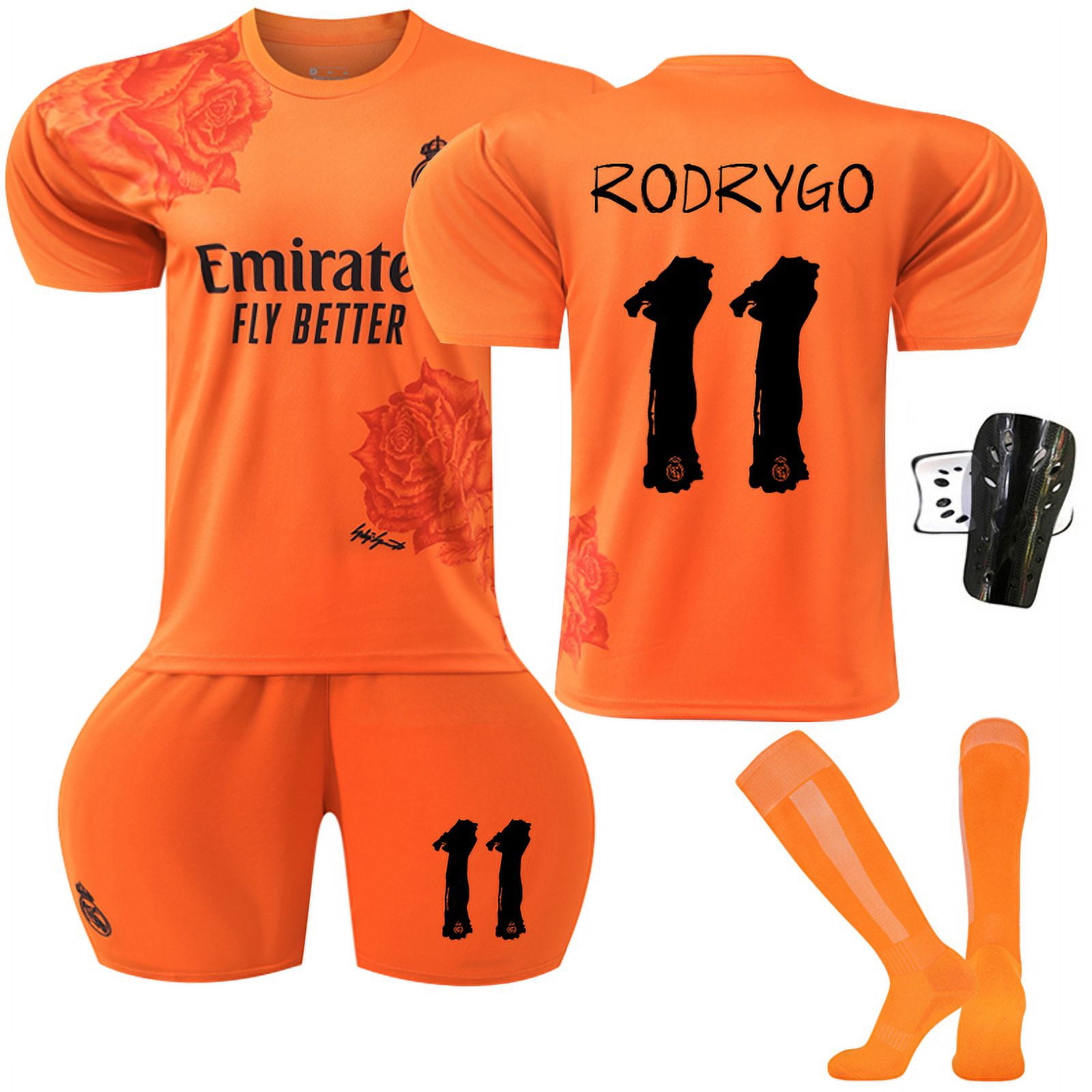 Boys Girls MBAPPE 10# VINI JR.7# KROOS 8# RODRYGO 11# Kids Football Jersey Suit