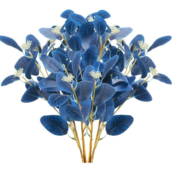 6Pcs/15Pcs Artificial Blue Eucalyptus Stems Faux Greenery Stems with Seeds Blue Eucalyptus Leaves Fake Plants for Summer Floral Arrangement Home Indoor Vase Kitchen Wedding Party Decor (20.5")