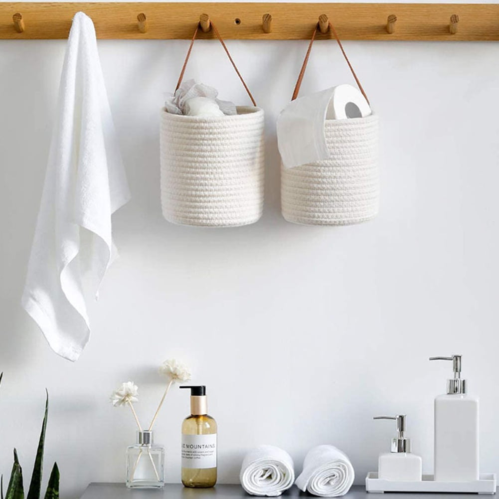 Jute Hanging Basket 6.3*7.09*11.81", Wall Hanging Planter Baskets, Jute Woven Hanging Storage Baskets