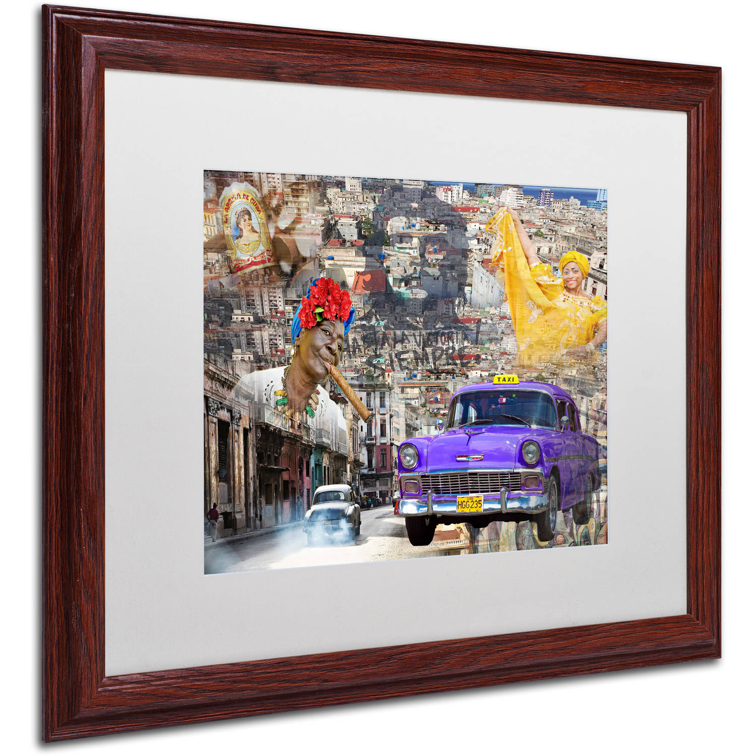 Trademark Fine Art "La Aroma de Cuba" Canvas Art by Alberto Lopez, White Matte, Wood Frame