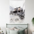 thumbnail image 4 of Western Tapestry, Old Wooden Wagons from 20's in Ghost Town Antique Wyoming Wheels Artwork Print, Wall Hanging for Bedroom Living Room Dorm Decor, 60W X 80L Inches, Brown White, by Ambesonne, 4 of 5