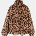 thumbnail image 5 of HOWPAY Women Winter Coats Fuzzy Jacket Long Sleeve Lapel Leopard Print Zip up Outwear with Pockets Overcoat Oversized Casual Warm Soft Clothes Coffee L, 5 of 6