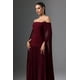 thumbnail image 3 of Vestido Solvia con hombros descubiertos y mangas largas, maxi fruncido, 3 of 6