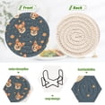 thumbnail image 4 of Haosy Set of 6 Drink Woven Coaster with Holder Heat Resistant Non-Slip Bar Coasters 4 Inches Corgi Dog and Planet, 4 of 7