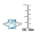 thumbnail image 3 of 10k White Gold Emerald-Shape Blue Topaz and Split-Shank Diamond Ring, 3 of 5