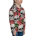 thumbnail image 3 of Kll Unisex Kids Boys Girls Hooded Pocket Pullover Hoodies-Skull And Roses, 3 of 9