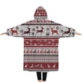 thumbnail image 2 of Oversized Wearable Blanket Hoodie,Red Christmas Deer and Snowflake Pattern Sherpa Blanket Hoodie with Super Pockets,Super Warm Fuzzy Pullover for Women & Men, 2 of 6