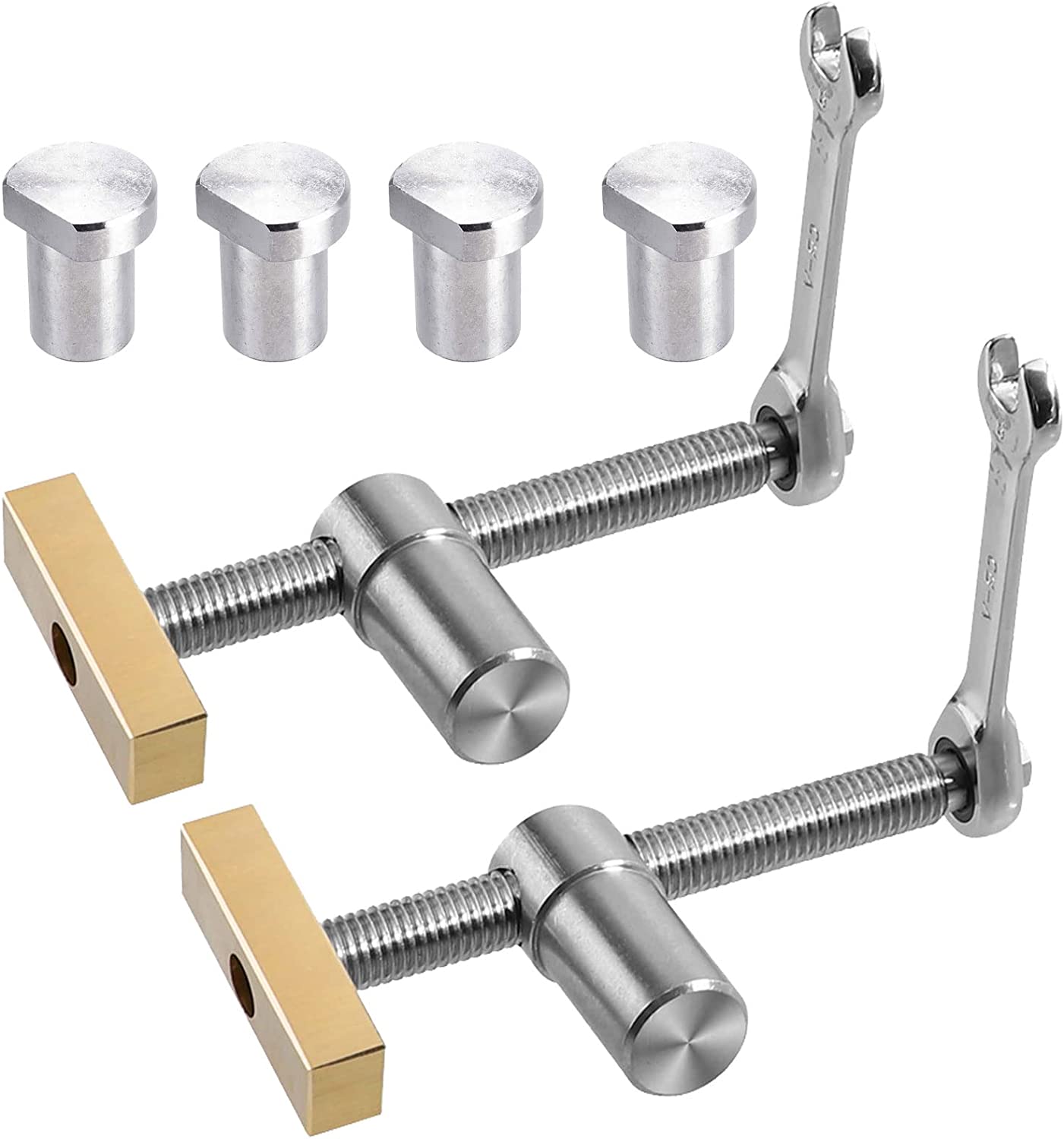 Lot De 2 Serre-joints D'établi Réglables 20mm URHELP - 3 Niveaux De Pression, Pour Fraisage, Sculpture Bois - En Alliage Alu Et Acier Inox