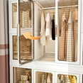 thumbnail image 5 of Montary Portable Kids Wardrobe Closet with Transparent Doors, Plastic Storage Cabinet with 12 Cubes, 2 Hanging Rods & 16 Hangers, 5 of 16