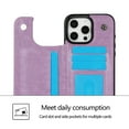 thumbnail image 4 of Allytechgroup Wallet Case for Apple iPhone 16 Pro Max, Butterfly Flower Embossed Slim Fit Shell Stand Shockproof Cards Holder Protective Phone Case Cover for Women Girls, Blue, 4 of 10