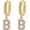 Gold (B), variant on Initial Letter Earrings A-Z, 18K Gold Plated Cubic Zirconia Alphabet Stud Earrings for Women & Men, Personalized Fashion Letter Jewelry with Gift Box