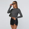 thumbnail image 6 of SUNBS Fitted Long Sleeve Shirts for Women Basic Crop Fall Fashion Layering Slim Y2k Trendy Blouse, 6 of 8