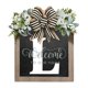 thumbnail image 1 of Corona redonda para puerta de entrada ionze con letras en inglés, letrero de bienvenida, corona con lazo, decoración colgante para puerta de entrada (RD), 1 of 3