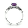 thumbnail image 2 of Finest Gold Sterling Silver Rhodium-Plated Polished Amethyst & White CZ Ring - Size 6, 2 of 6