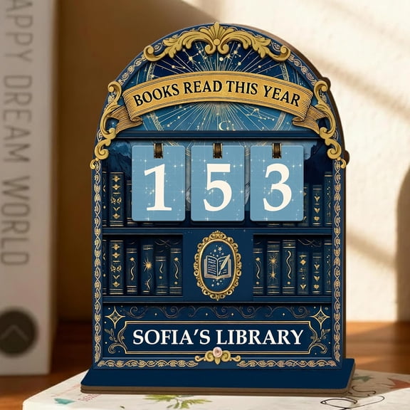Personalized Book Tracker Sign, Custom Books Read This Year Counter, Book Lover Gift for Teachers, Women, Librarians, Readers, Bookshelf Accessories for Wall & Table, Wooden Hanging Library Décor