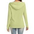 thumbnail image 5 of YUTK Womens Hoodies Trendy Waffle Knit Button Oversized Sweatshirt Hooded Loose Fit Long Sleeve Fall Tops Pullover Green XL, 5 of 5