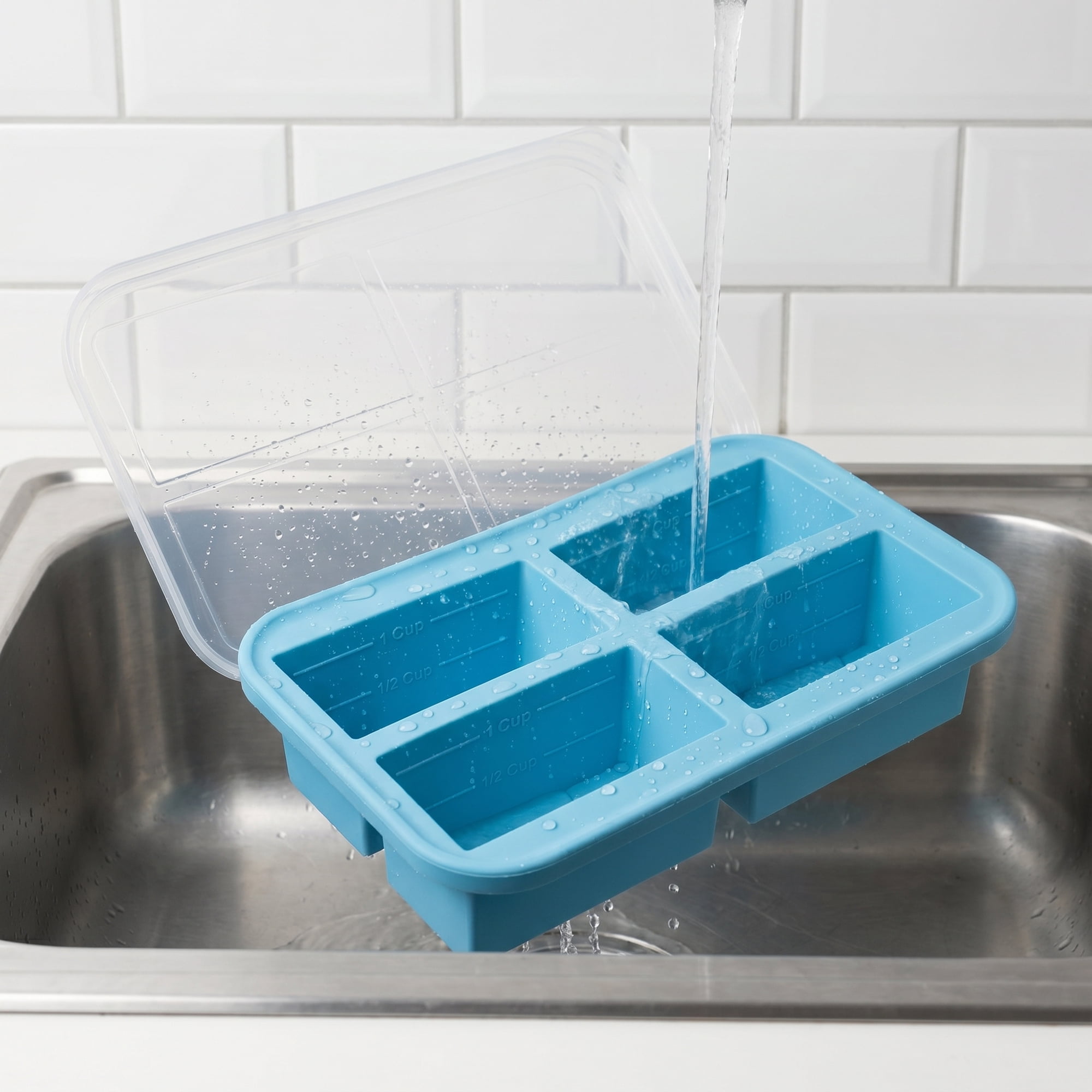 Unique Bargains Silicone Leak-Proof Meal Prep Container Lunch Bento Box Blue