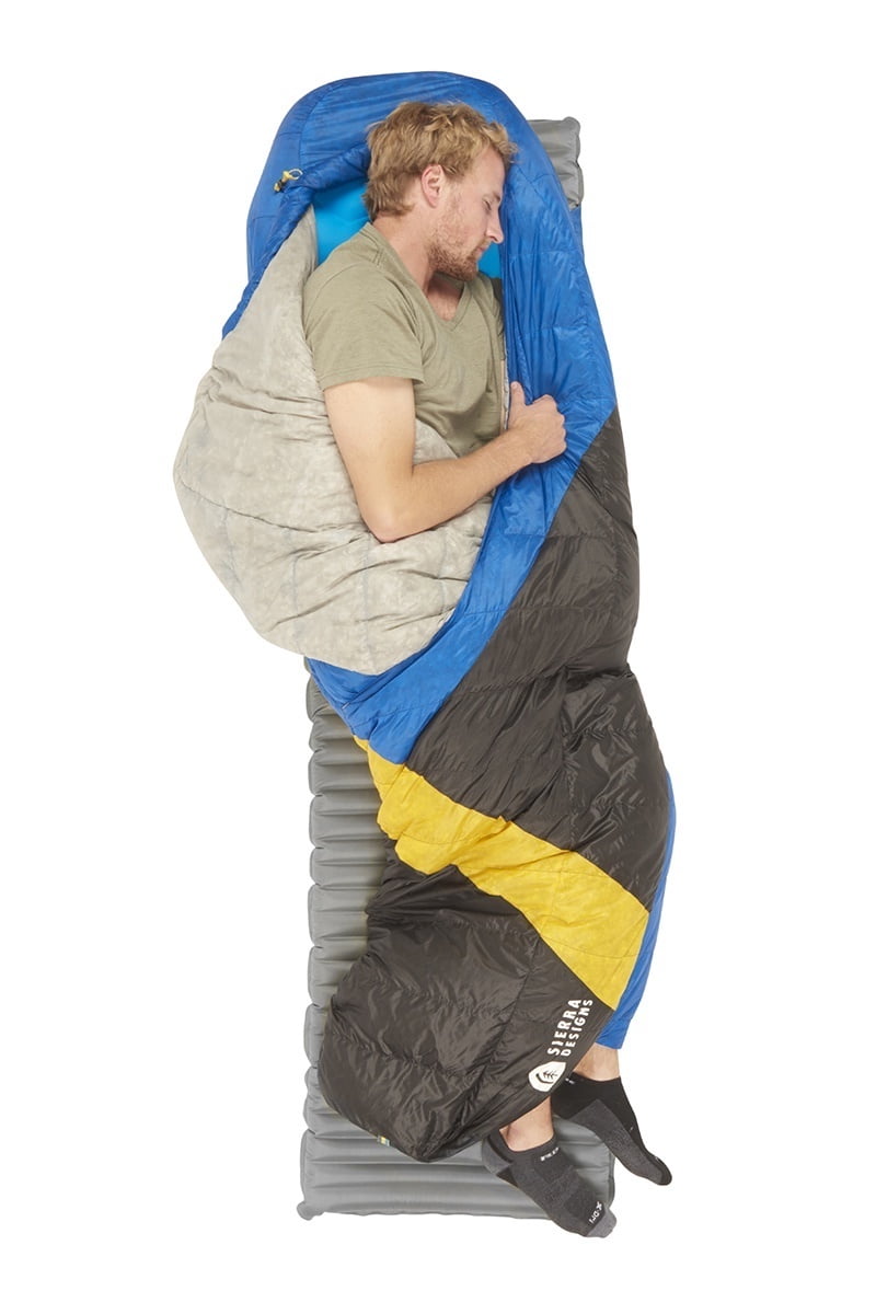 Sierra Designs Cloud 800 Dridown 35 Degree Sleeping Bag, Blue/Yellow/Peat, Regular
