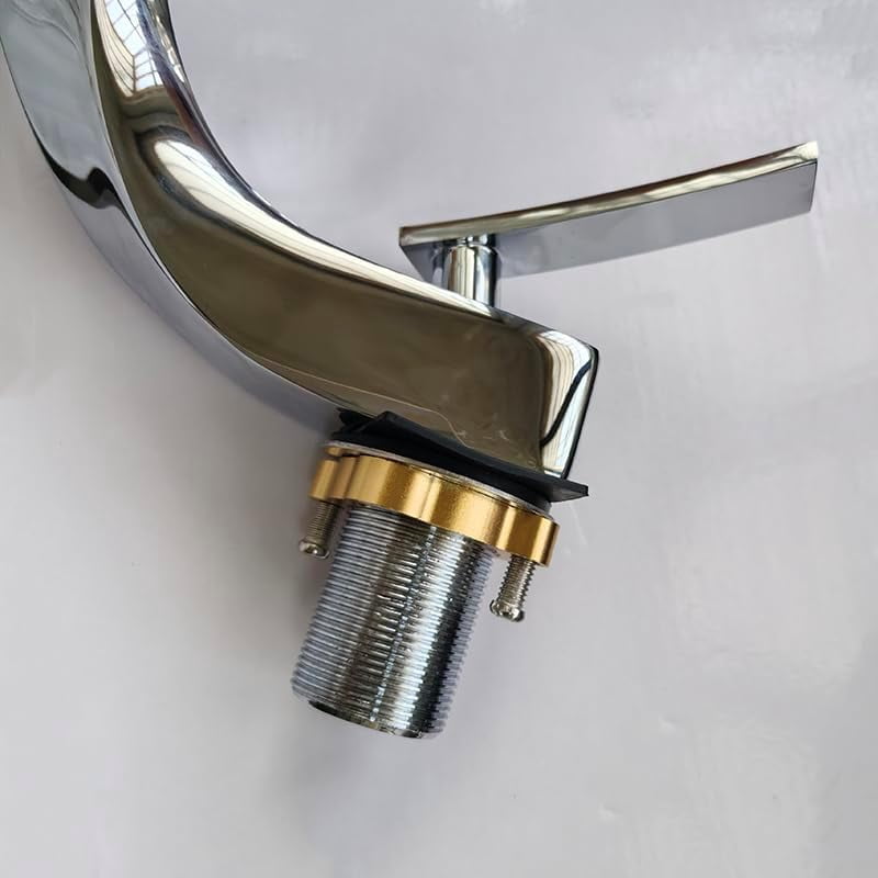 SOKNARKU Modern Bathroom Sink Basin Faucet Brass Single Hole Single Handle Deck Mount Cold And Hot Mixed Creative Design Tap Including Two US Standard 3/8 Hoses Chrome Plating