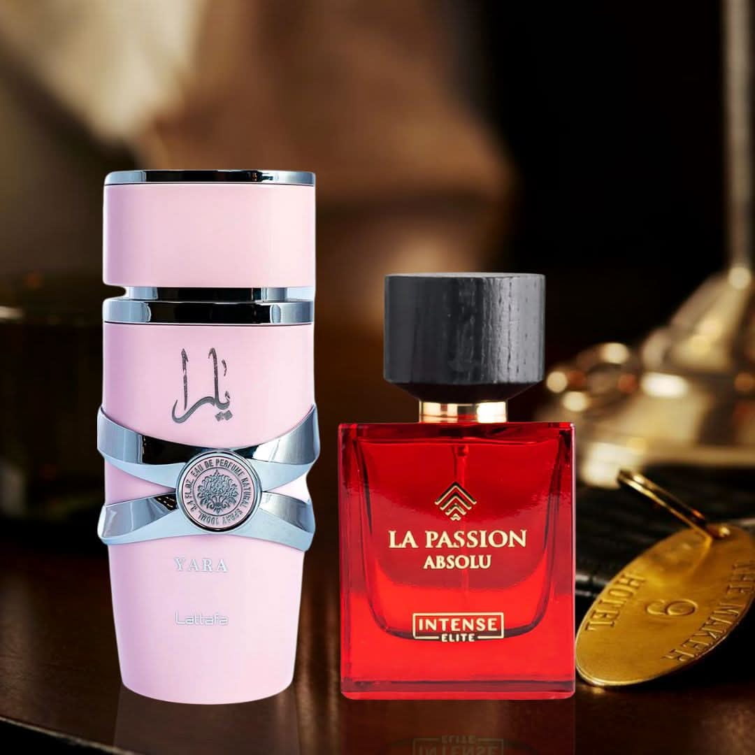 Yara by Lattafa & La Passion Absolu by Intense Elite - Eau de Parfum Sprays 100ml (3.4 oz) (Bundle)