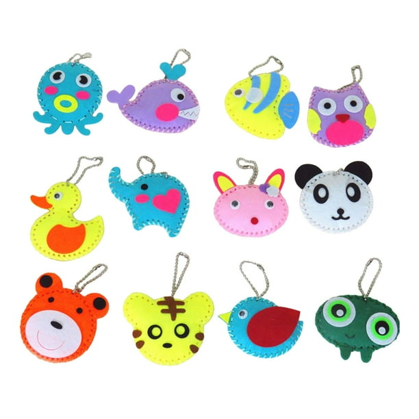 Kit De Costura De Animales De Fieltro – 6 Figuras De 9x12 Cm Con Piezas Preperforadas – Aprende A Coser Y Crea Bolsitas – Regalo Para Niños A Partir De 4 Años