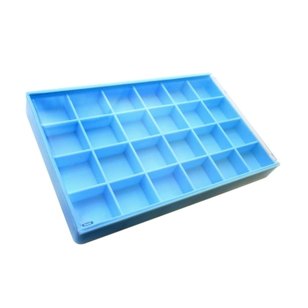 Waymil NEW BEAD ORGANIZER BLUE 24 COMPARTMENTS 5"x73/4" JEWELRY