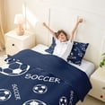 thumbnail image 3 of Castle Fairy Minimalist Soccer Print Twin Duvet Cover, Sport Theme Twin Bedding, Navy White,Navy Blue Reversible,2pcs,1 Duvet Cover and 1 Pillowcase, 3 of 6