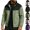 Army Green, variant on Mens Color-Blocked Stand Collar Zip Jacket Elastic Ribbed Cuff Wrinkle Resistant Casual Daily Wind Outer Coat for Mens