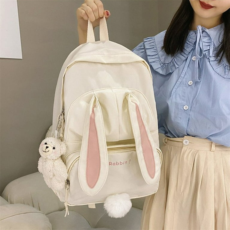 Kawaii Rabbit Doll Plush Bag Student Bunny Backpack Girl Travel