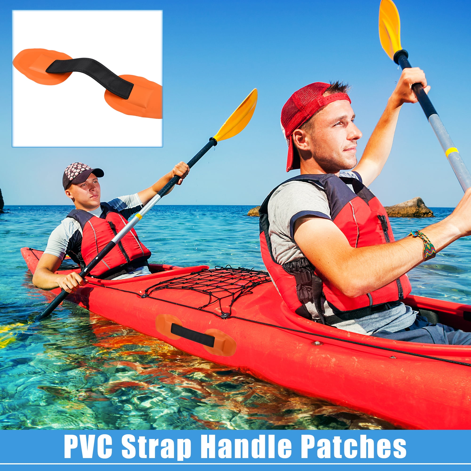 Unique Bargains Universal Strap Handle Patches for Paddle Inflatable Boats Canoe Orange