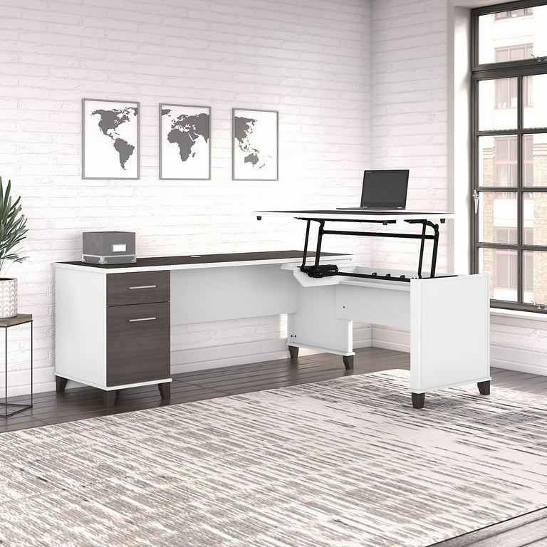 Bush Furniture Somerset 60 L Shaped Desk with Storage, White