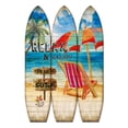 thumbnail image 1 of Séparateur de Pièce 3 Panneaux en Forme de Planche de Surf avec Imprimé Lounge et Parapluie, Multicolore, 1 of 2
