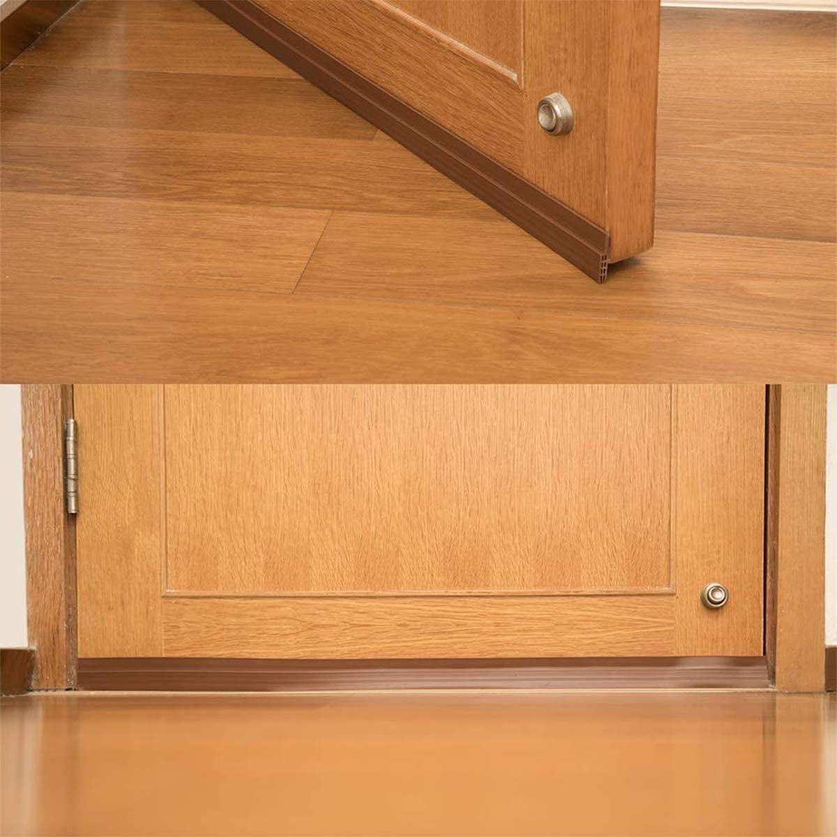 2 Pack Door Draft Stopper Under Door Seal for Exterior/Interior Doors, Door Sweep Strip Under Door Draft Blocker, Soundproof Door Bottom Weather Stripping, 2" W x 39" L, Brown